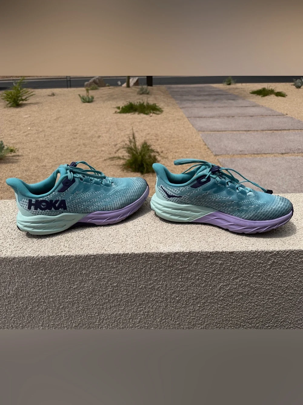 Hoka Speedgoat 5 Ocean Mist Lilac Train Running Shoes Women’s 8.5 Youth 7 Box